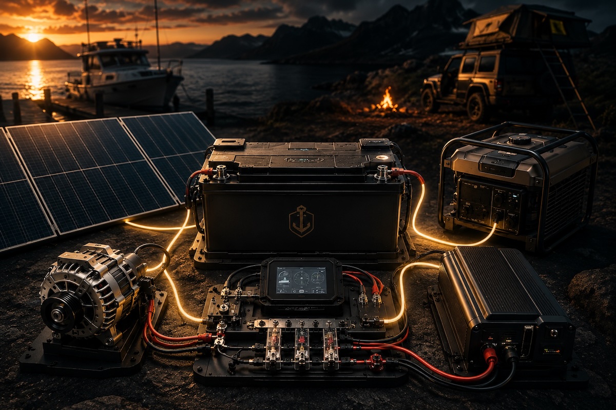 How to pick your first off-grid power setup for boat or rig: solar, alternator, generator, or all three, and what to size for your real loads